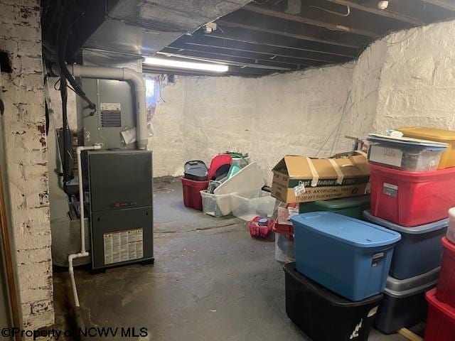 basement with heating unit