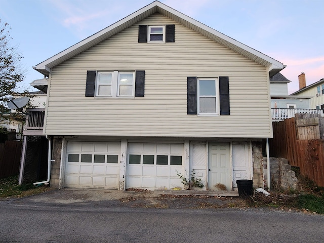 exterior space featuring a garage