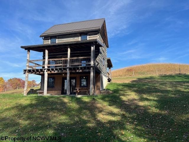 12275 Route 20 S Road, Rock Cave, WV 26234 - rear view of property featuring a yard and a wooden deck