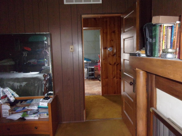 193 E Main St, Salem, WV 26426 - hallway with wood walls and carpet