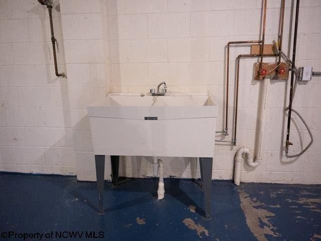 basement featuring sink