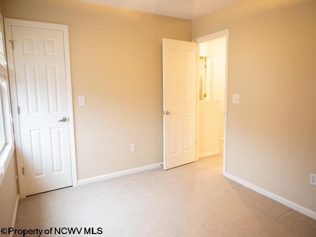 unfurnished bedroom featuring light colored carpet