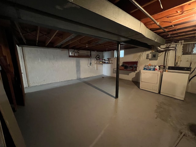 basement with independent washer and dryer