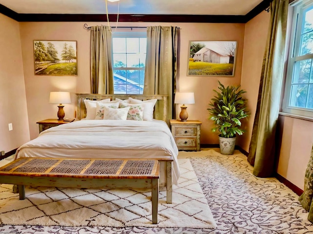 bedroom featuring ornamental molding