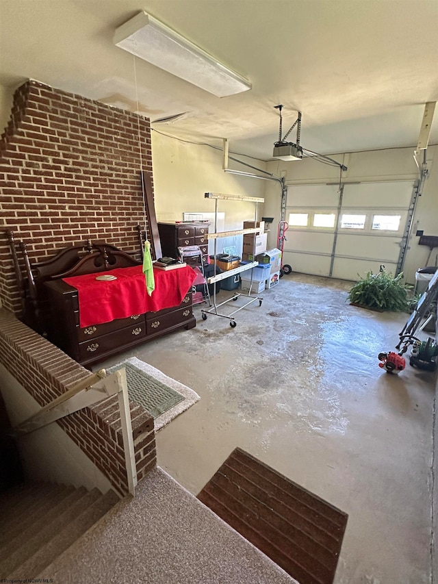 garage with a garage door opener