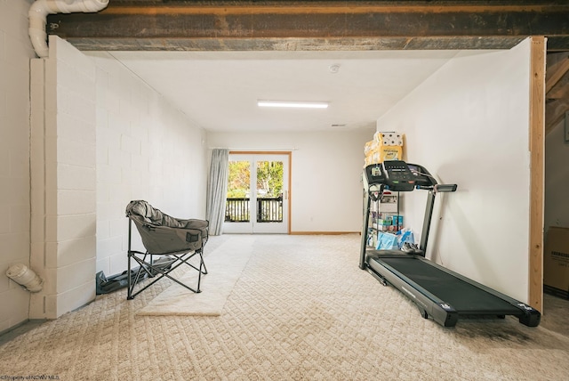 workout room with carpet