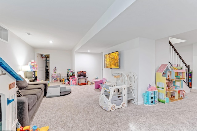 playroom with carpet floors