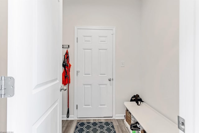 doorway with light hardwood / wood-style flooring