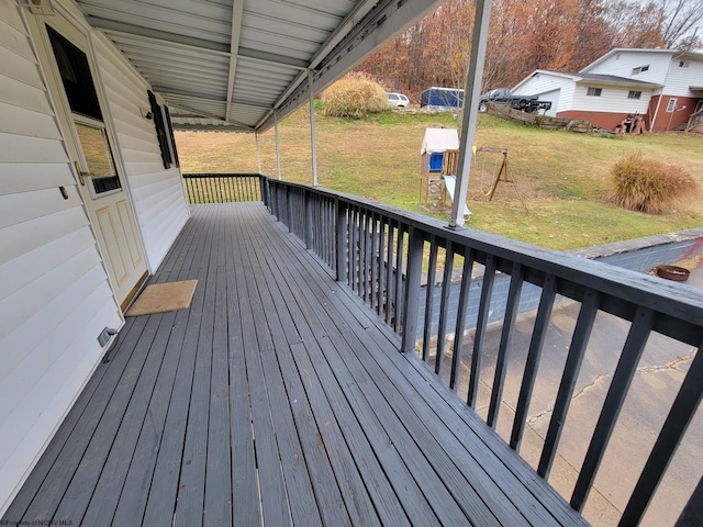 deck with a lawn