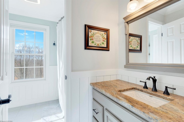 bathroom featuring vanity and tile patterned floors