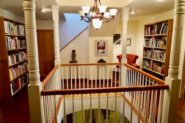 interior space with a chandelier