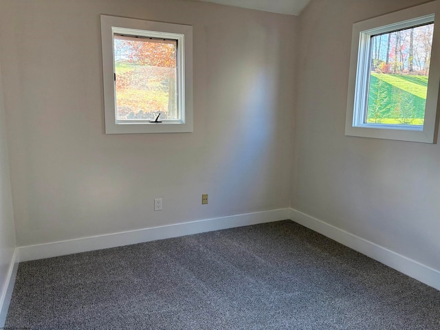 unfurnished room with a wealth of natural light and carpet