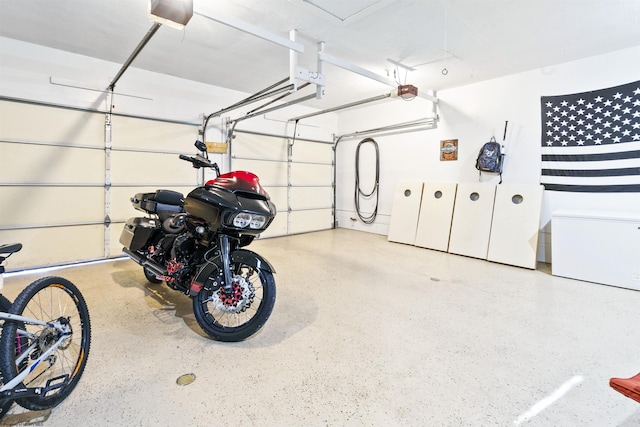 garage with a garage door opener