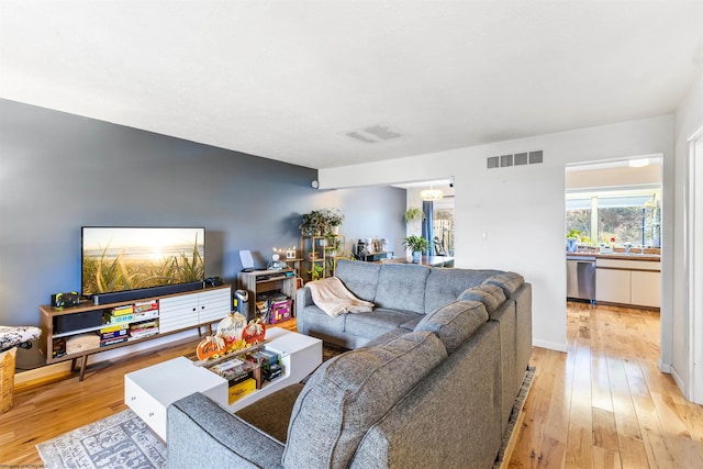 living room featuring light hardwood / wood-style floors