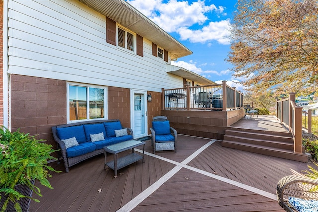 deck with an outdoor living space