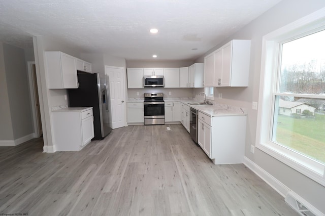 kitchen with white cabinetry, sink, and appliances with stainless steel finishes