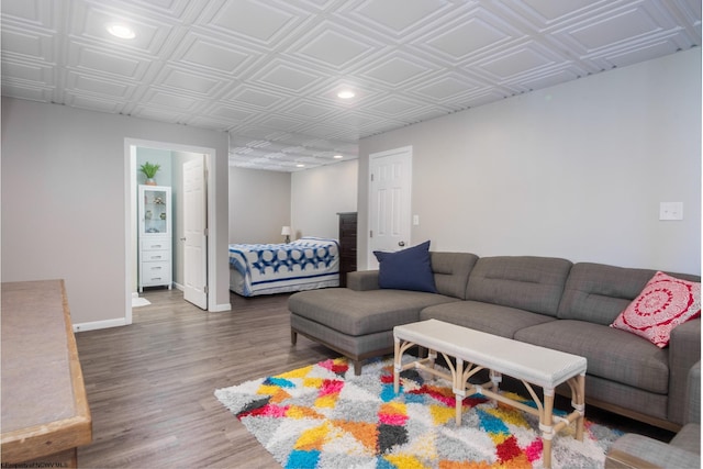 living room with hardwood / wood-style floors