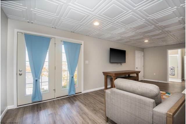 unfurnished living room with hardwood / wood-style flooring