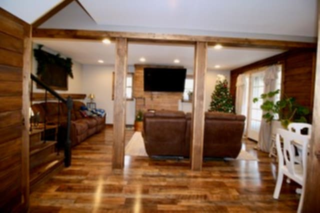 living room featuring wood-type flooring