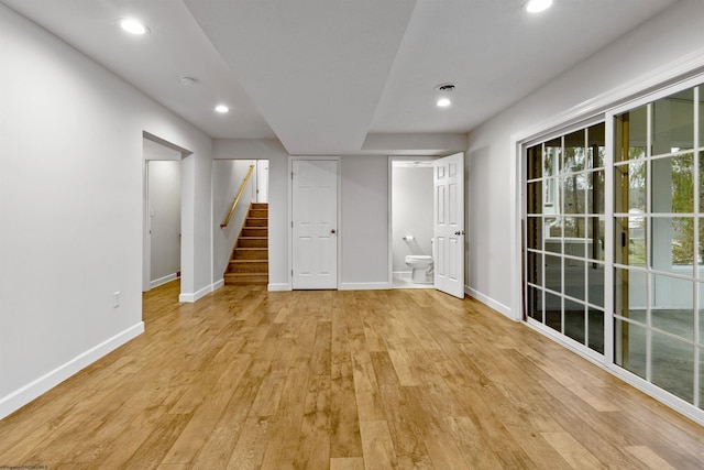 interior space with light hardwood / wood-style floors