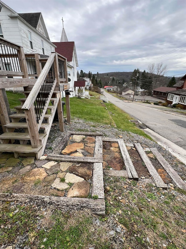 view of yard with a wooden deck