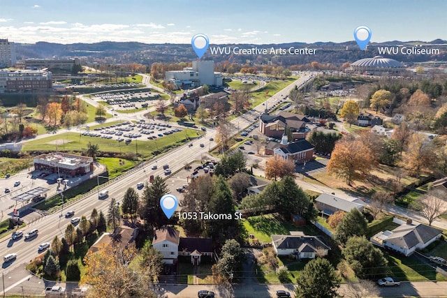 drone / aerial view with a mountain view