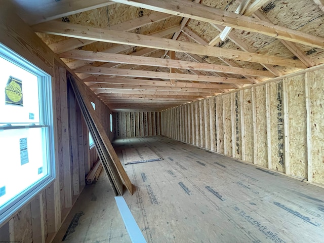 view of unfinished attic