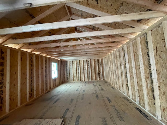 view of unfinished attic