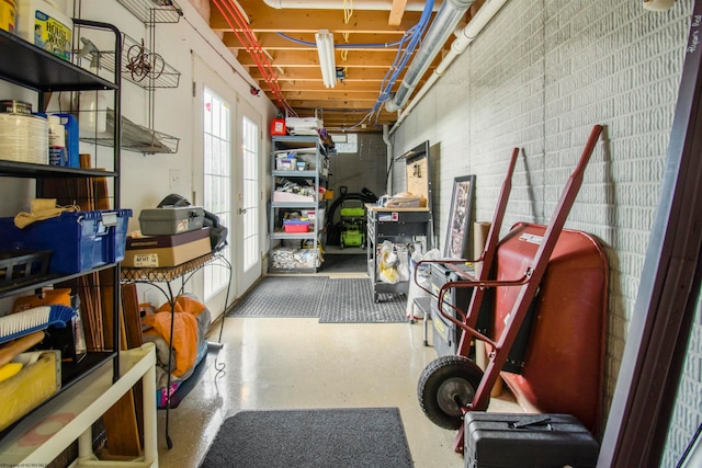 basement featuring french doors