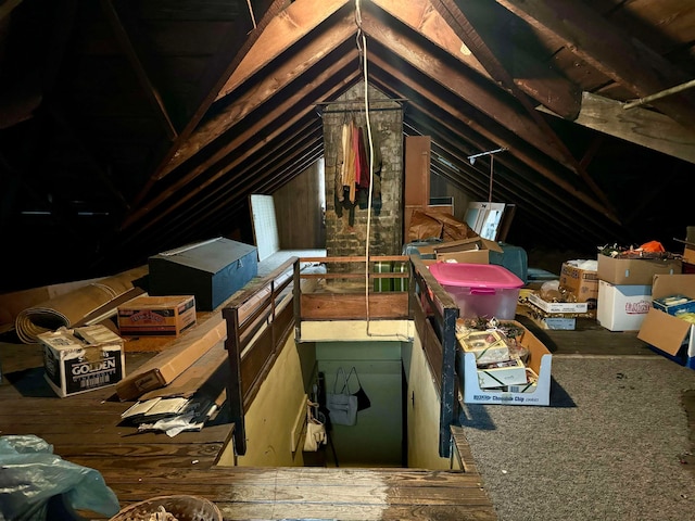 view of unfinished attic