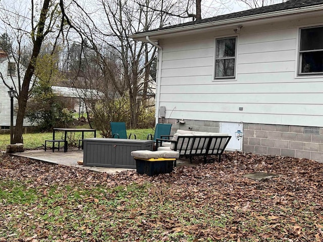 deck with a patio