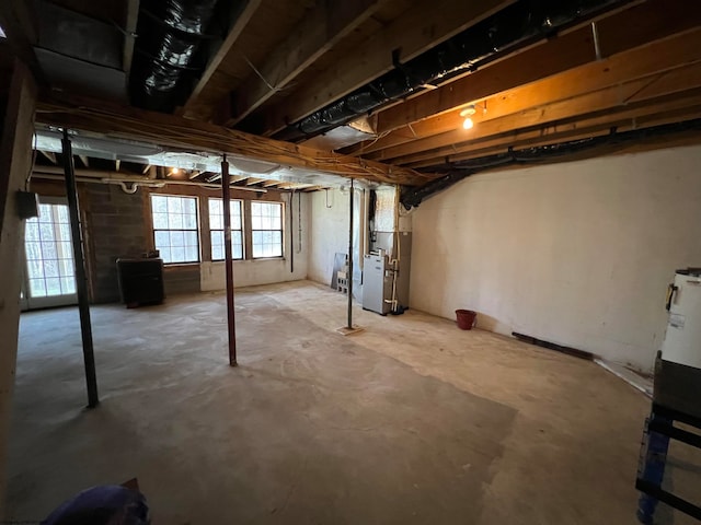 basement with heating unit