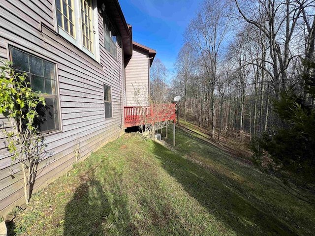 view of yard with a deck