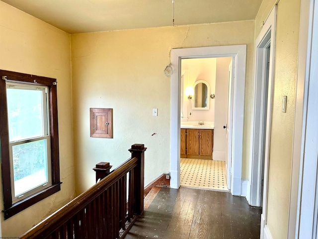 hallway featuring dark hardwood / wood-style floors