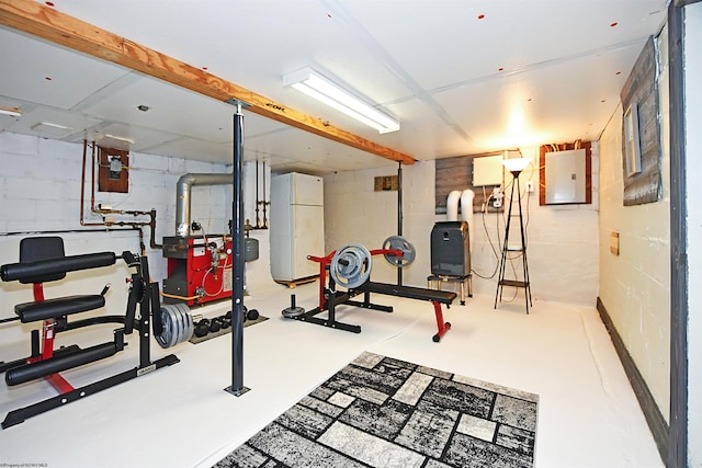 exercise room with electric panel