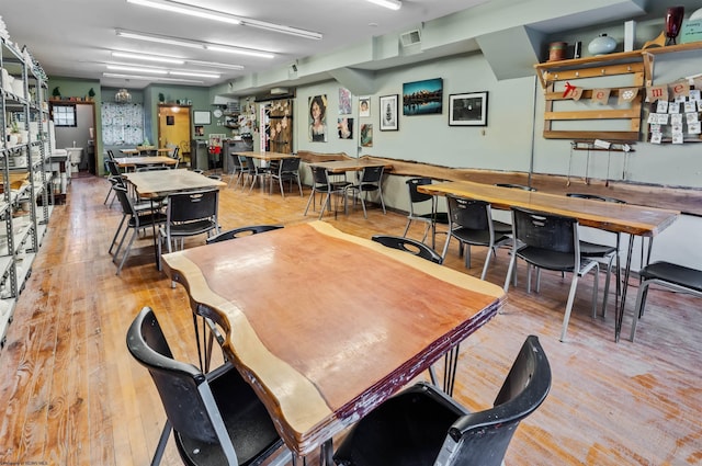 dining area with light wood-type flooring