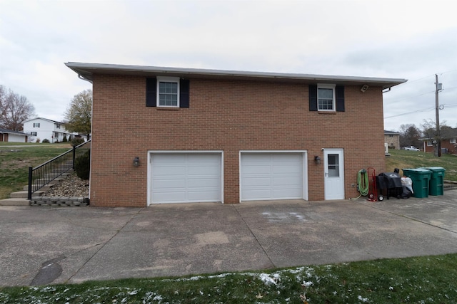 exterior space featuring a garage