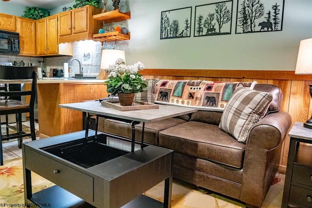 kitchen with sink and tasteful backsplash