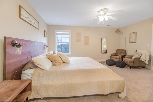 bedroom with carpet and ceiling fan