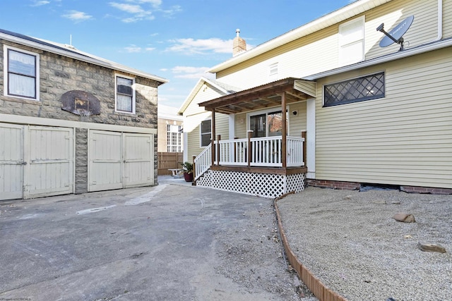 exterior space featuring a storage unit