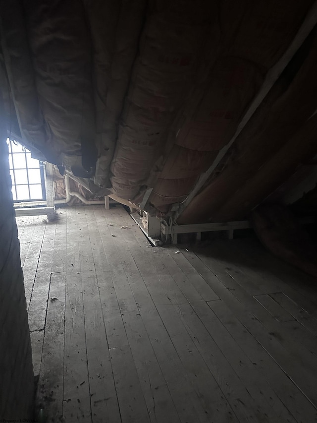 view of unfinished attic