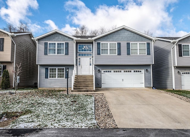 bi-level home with a garage