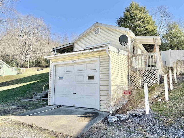 view of garage