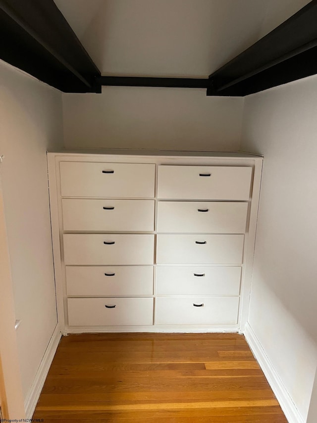 spacious closet with light hardwood / wood-style flooring