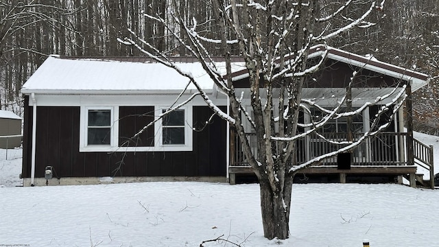 view of snow covered exterior