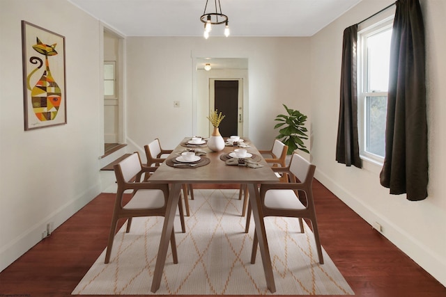 dining area featuring dark hardwood / wood-style flooring