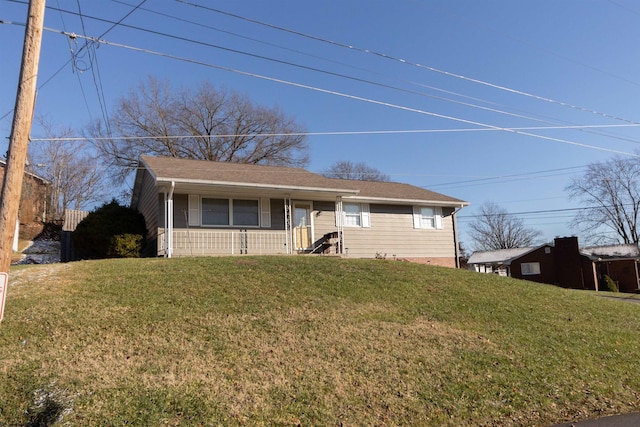 view of front of home with a front yard