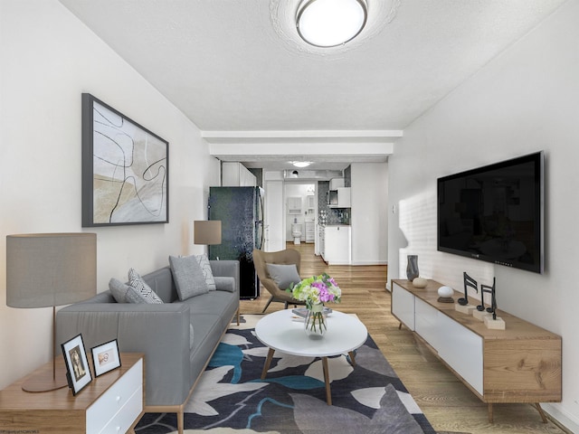 living room with hardwood / wood-style flooring