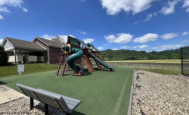 view of play area with a lawn