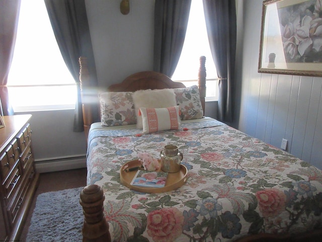 bedroom featuring a baseboard radiator